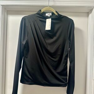 Evereve Black Draped Mock Neck Top NWT - size small